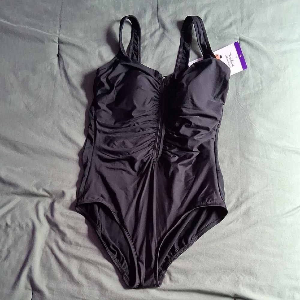 Adonna Black One-Piece Swimsuit with Scoop Neckline
